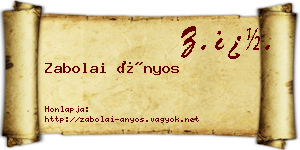 Zabolai Ányos névjegykártya